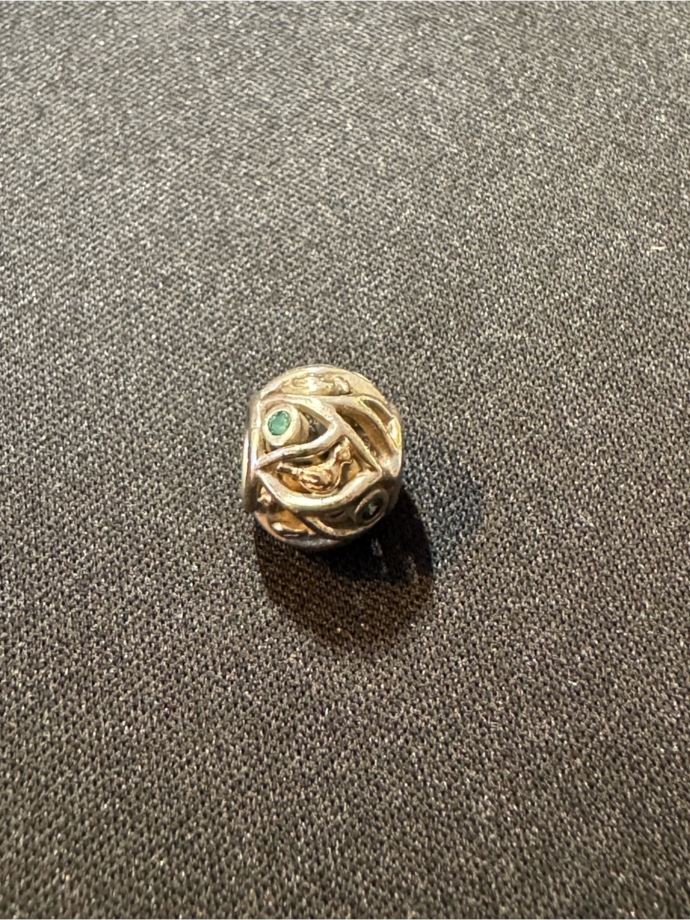 Pandora Sterling Silver charm with bird and Green Accent